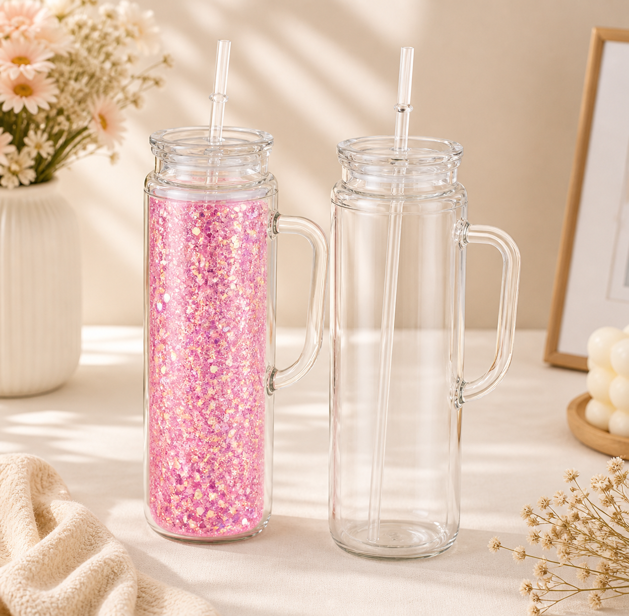 20oz Acrylic with handle SnowGlobe
