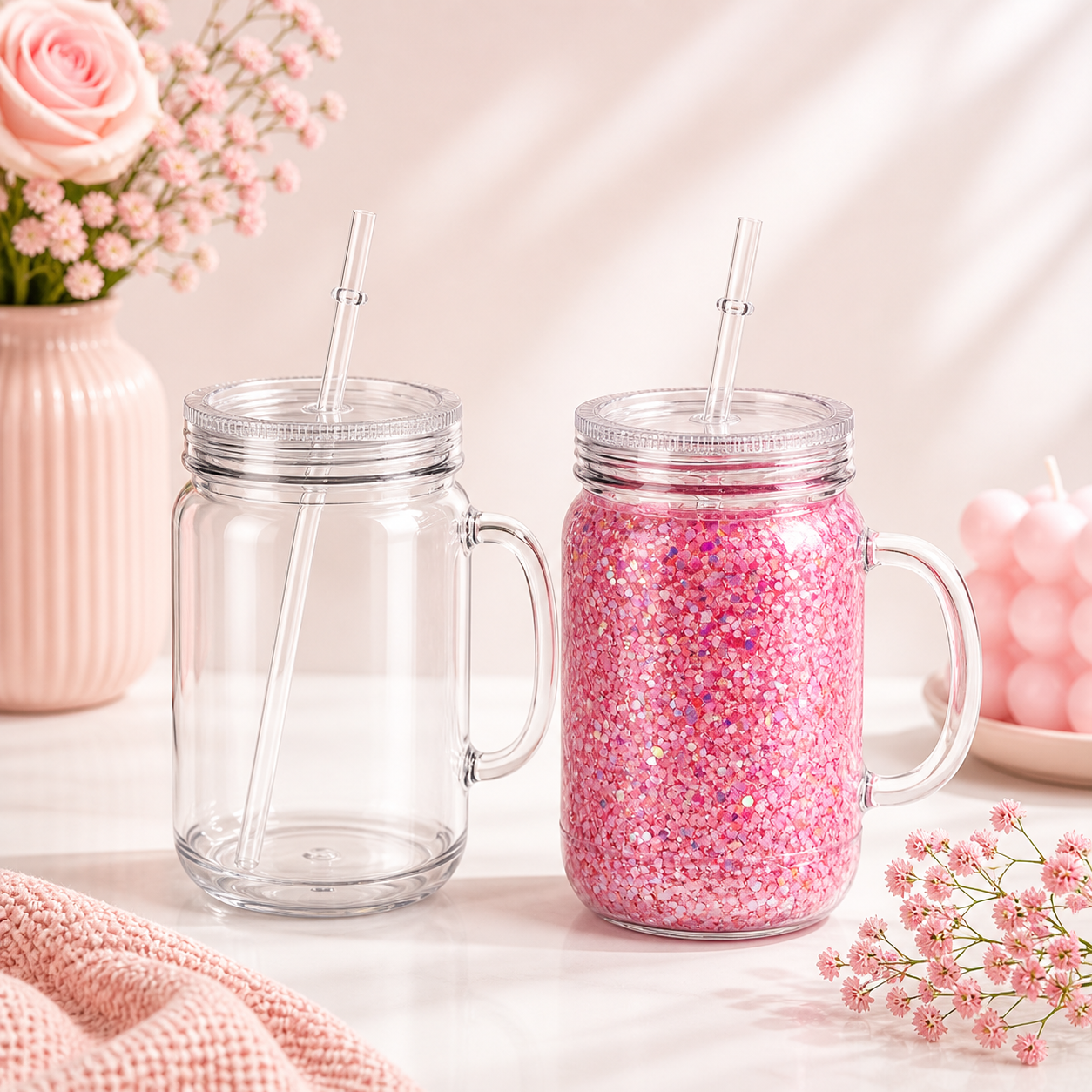24oz Acrylic Mason Jar SnowGlobe
